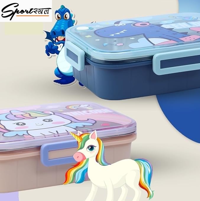 Three compartment steel lunch box For Girls and Boys