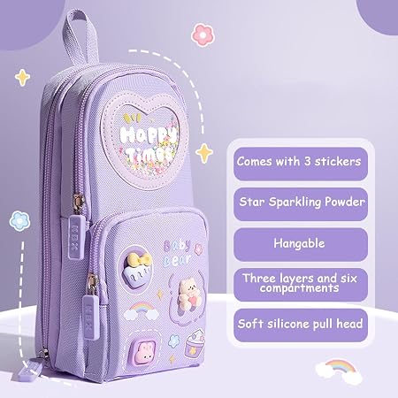 Cute happy time pencil pouch for kids